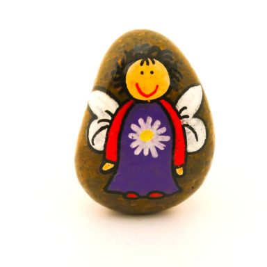 Schutzengel in lila mit Blume