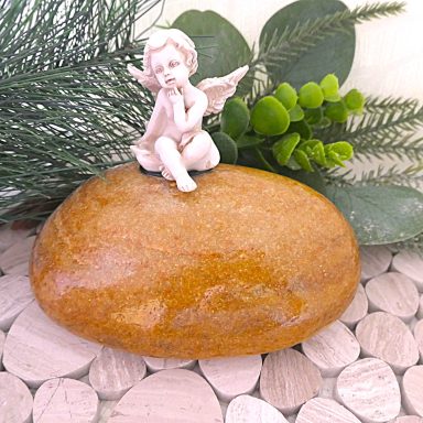 Grabstein ca. 11 cm mit Engelfigur und Wunschtext personakisierbar